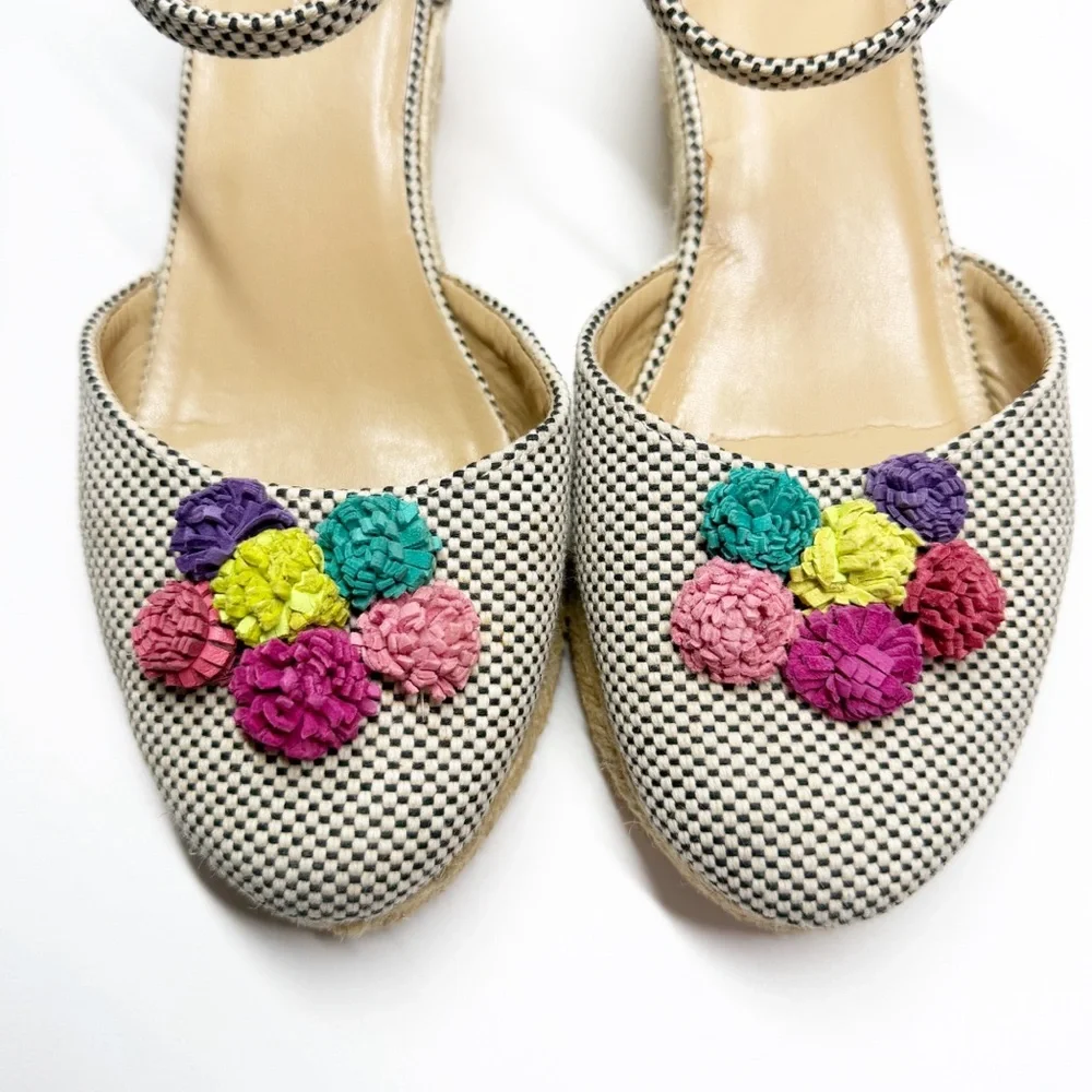 Talbots Lyndsay D’Orsay Pom Two Tone Cotton Espadrille Wedges